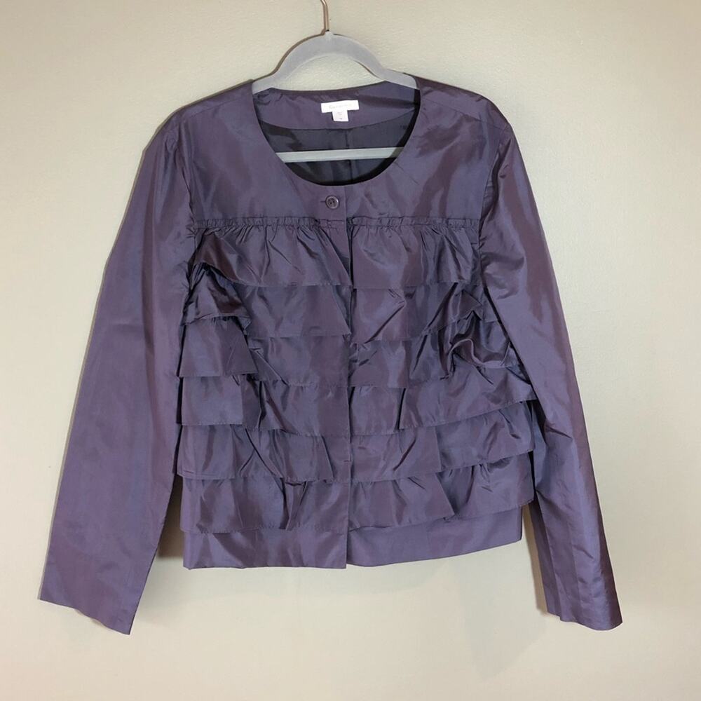 Garnet Hill 100% Silk Ruffle Jacket